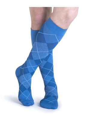 Microfiber Shades for Men 15-20 mmHg Royal Blue Argyle