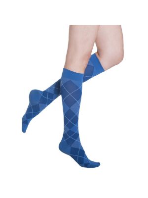 Microfiber Shades for Women 20-30 mmHg Royal Blue Argyle