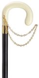Decorative European Ladies Crook Handle With Gold Chain White Ivory